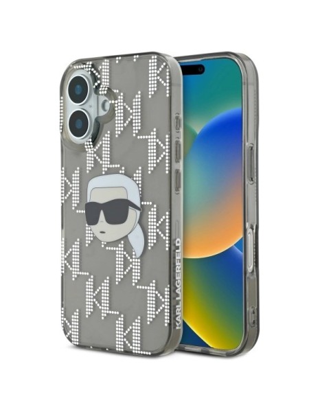 Karl Lagerfeld IML Karl Head Electroplated iPhone 16 Case - Black