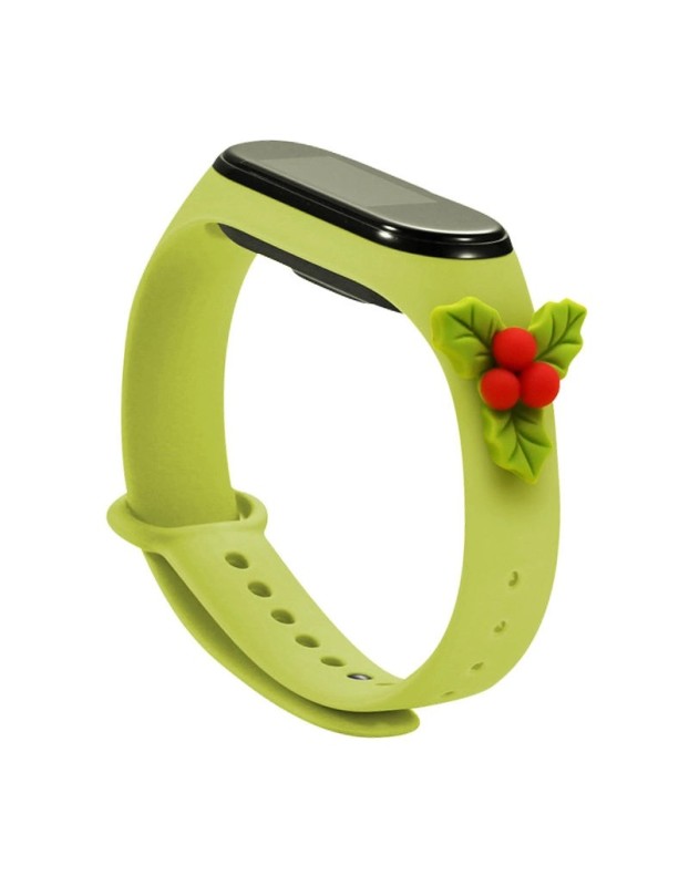 Strap Xmas for Xiaomi Mi Band 5 / 6 Christmas Silicone Strap Bracelet with Mistletoe - Green Strap Xmas for Xiaomi Mi Band 5 / 6 Christmas Silicone Strap Bracelet with Mistletoe - Green