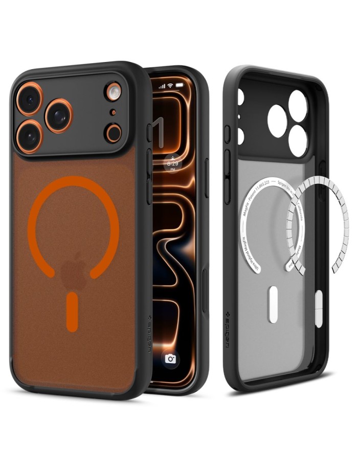 Spigen Ultra Hybrid MagSafe Case for iPhone 17 Pro - Black and Orange Spigen Ultra Hybrid MagSafe Case for iPhone 17 Pro - Black and Orange
