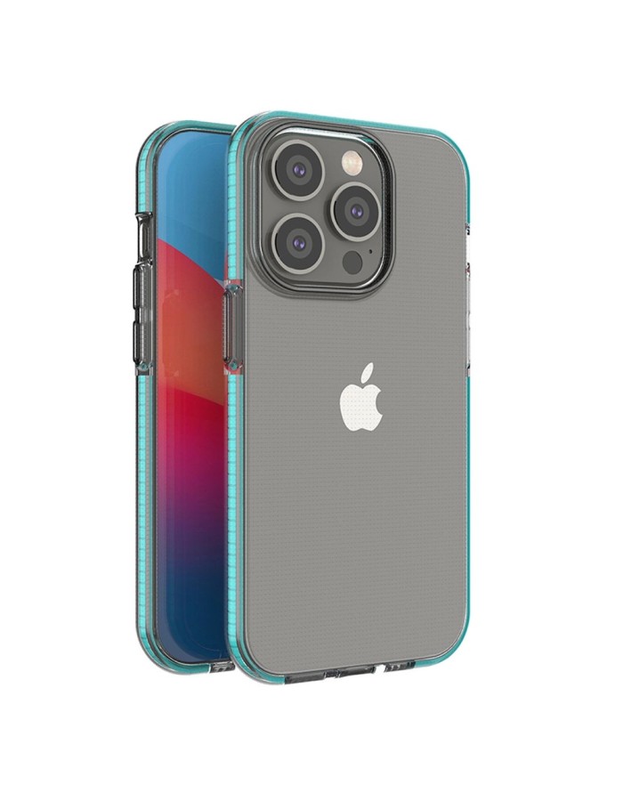 Spring Case case for iPhone 14 Pro silicone case with a frame light blue Spring Case case for iPhone 14 Pro silicone case with a frame light blue