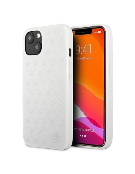 Mercedes Silver Stars Pattern Case for iPhone 13 mini - White Mercedes Silver Stars Pattern Case for iPhone 13 mini - White