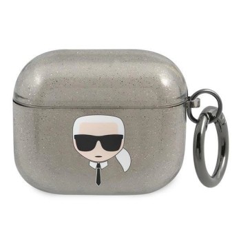 Karl Lagerfeld Glitter Karl&amp;#39;s Head Case for AirPods 3 - Black