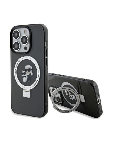 Karl Lagerfeld Ring Stand Karl&amp;Choupette MagSafe case for iPhone 14 Pro - black