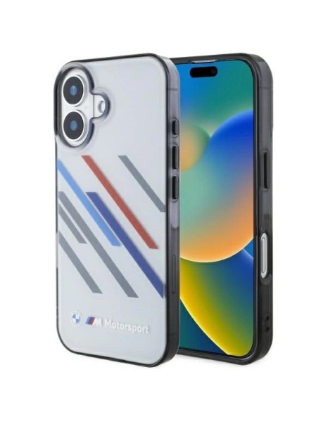 BMW Motosport IML Random Stripes iPhone 16 Plus Case - Gray