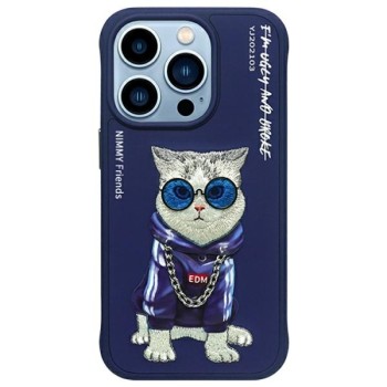 Nimmy Glasses Cool Cat Case for iPhone 15 Pro - Blue