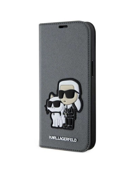 Karl Lagerfeld KLBKP14SSANKCPG iPhone 14 6.1" bookcase silver/silver Saffiano Karl &amp;amp; Choupette