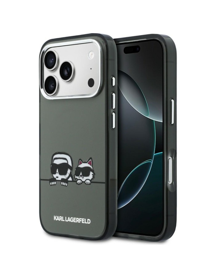 Karl Lagerfeld IML Karl &amp;amp; Choupette Peekaboo Logo MagSafe Case for iPhone 17 Pro Max - Black
