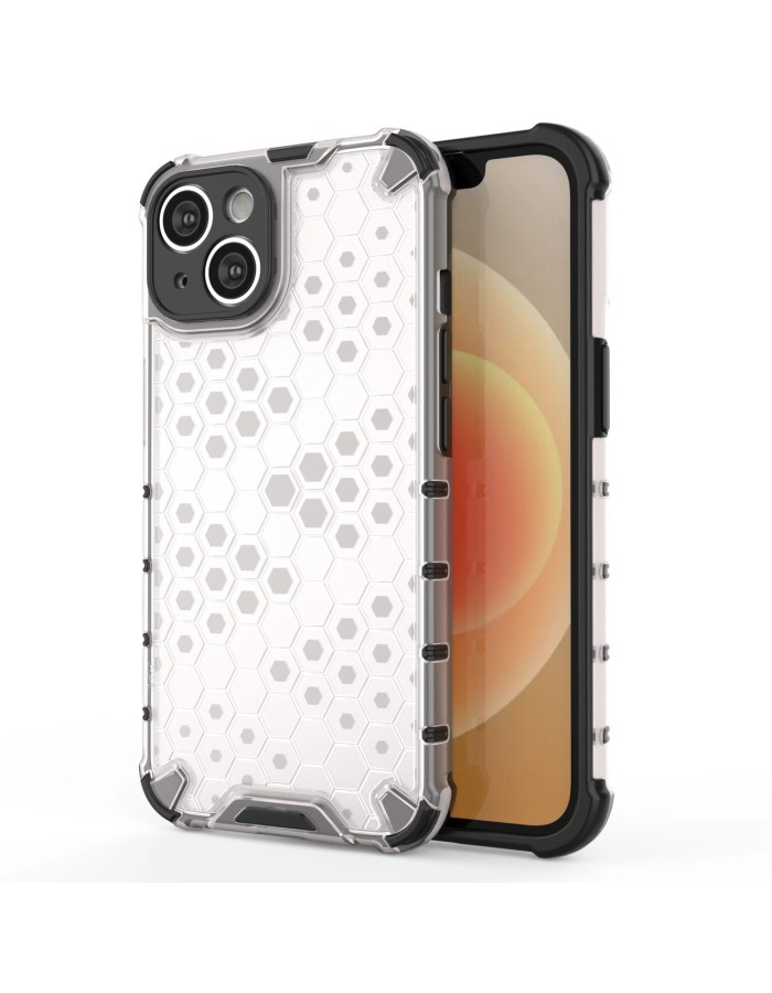 Honeycomb case for iPhone 14 armored hybrid cover transparent