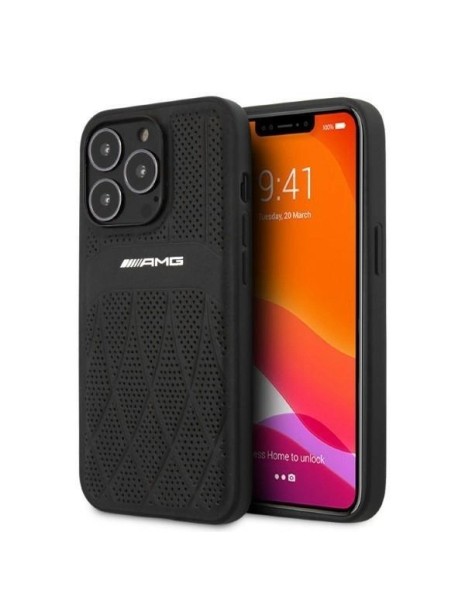 AMG Leather Curved Lines case for iPhone 13 Pro Max - black AMG Leather Curved Lines case for iPhone 13 Pro Max - black