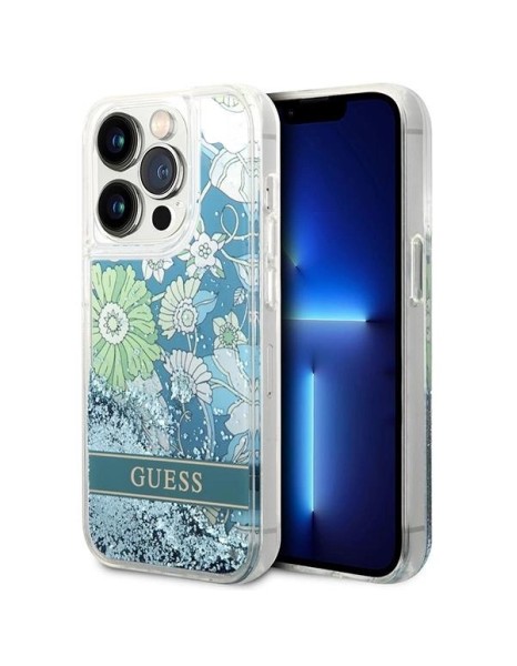 Guess GUHCP14LLFLSN iPhone 14 Pro 6.1" green/green hardcase Flower Liquid Glitter Guess GUHCP14LLFLSN iPhone 14 Pro 6.1" green/green hardcase Flower Liquid Glitter