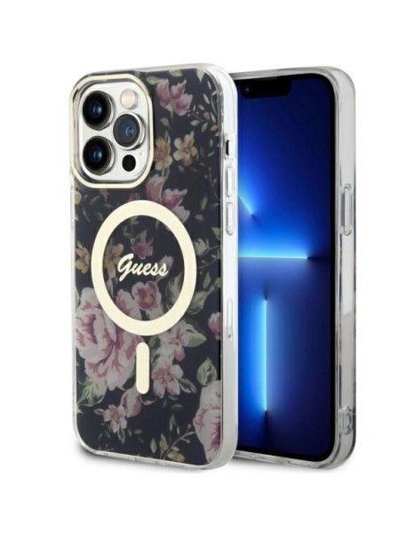 Guess GUHMP14XHCFWSK iPhone 14 Pro Max 6.7" black/black hardcase Flower MagSafe