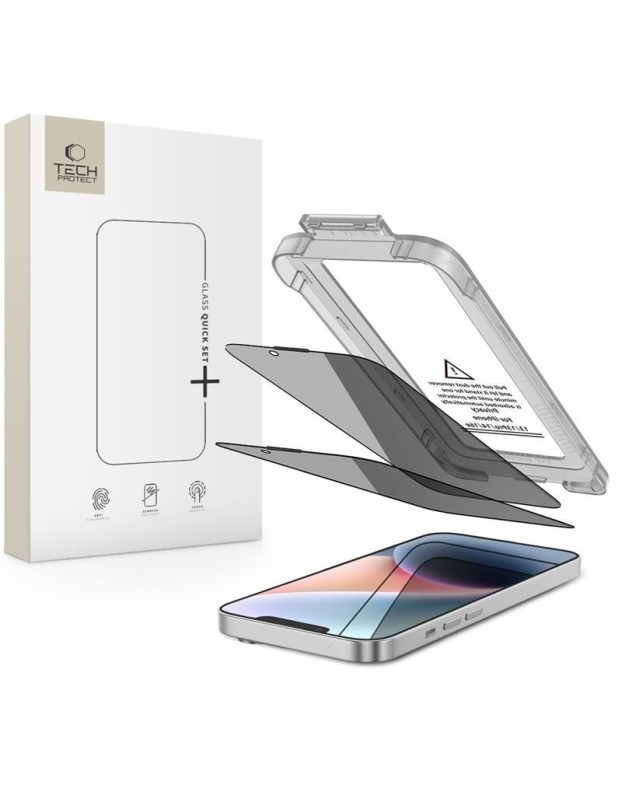 Tech-Protect Quick Set Spy+ Privacy Glass 2-pack for iPhone 13 / 13 Pro / 14 / 16e / 17e Tech-Protect Quick Set Spy+ Privacy Glass 2-pack for iPhone 13 / 13 Pro / 14 / 16e / 17e