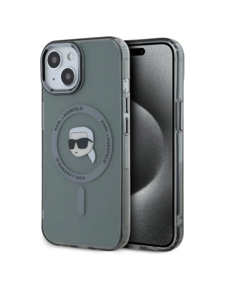 Karl Lagerfeld KLHMP15SHLSKIK iPhone 15 6.1" black/black hardcase IML Metal Karl Head MagSafe