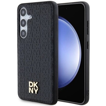 DKNY Leather Pattern Metal Logo MagSafe case for Samsung Galaxy S24 - black