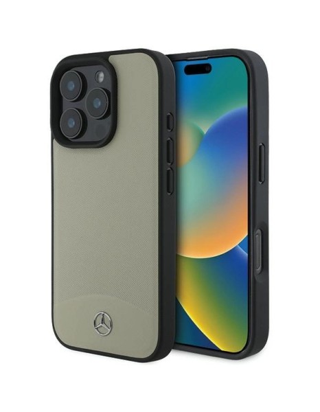 Mercedes MB Textured and Plain Leather MagSafe case for iPhone 16 Pro Max - beige Mercedes MB Textured and Plain Leather MagSafe case for iPhone 16 Pro Max - beige