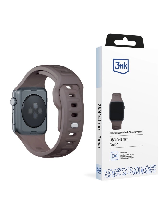 3mk Silicone Watch Strap for Apple Watch 42 / 44 / 45 / 49 mm - brown