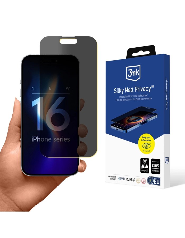 Privacy Film 3mk Silky Matt Privacy for iPhone 16 Privacy Film 3mk Silky Matt Privacy for iPhone 16
