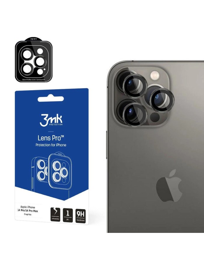 Camera Glass for iPhone 14 Pro Max / 14 Pro 9H for 3mk Lens Protection Pro Series Lens - Gray Camera Glass for iPhone 14 Pro Max / 14 Pro 9H for 3mk Lens Protection Pro Series Lens - Gray