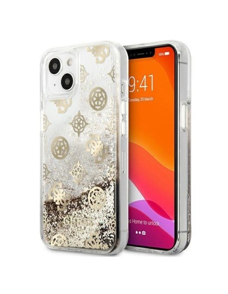 Guess GUHCP13SLGPEGO iPhone 13 mini 5.4" gold/gold hardcase Peony Liquid Glitter Guess GUHCP13SLGPEGO iPhone 13 mini 5.4" gold/gold hardcase Peony Liquid Glitter