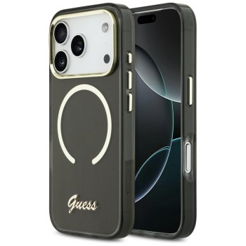 Guess IML Script Metal MagSafe Case for iPhone 17 Pro - Black