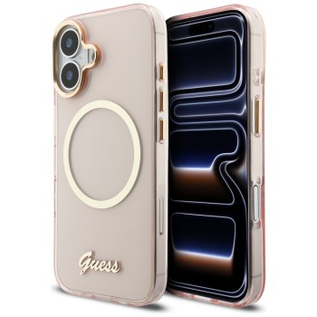 Guess IML Script Metal MagSafe Case for iPhone 17 - Pink Guess IML Script Metal MagSafe Case for iPhone 17 - Pink