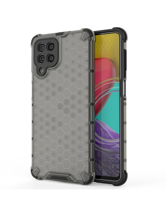 Honeycomb case armored cover with a gel frame for Samsung Galaxy M53 5G black