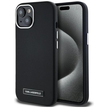 Karl Lagerfeld FW Metal Plate MagSafe iPhone 15 Case - Black
