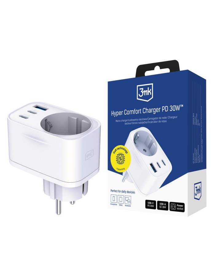 3mk Hyper Comfort Charger GaN PD 30W™ - White