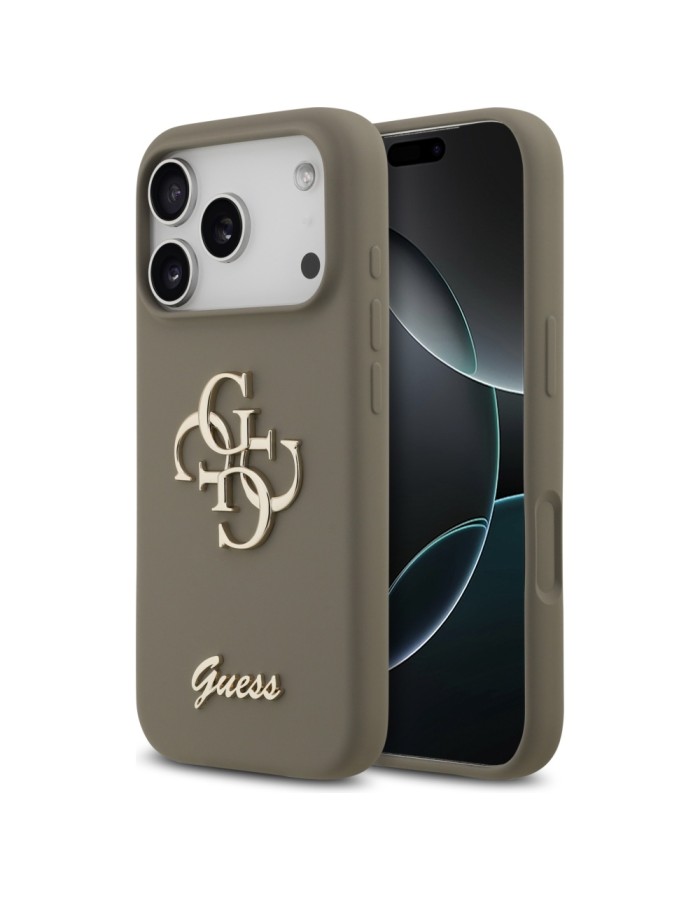 Guess Silicone Big 4G Script Case for iPhone 17 Pro - Brown