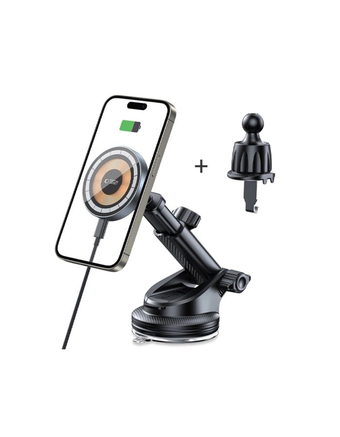 Tech-Protect MM15W MagSafe Car Holder with 15W Inductive Charger for Air Vent and Dashboard - Black Tech-Protect MM15W MagSafe Car Holder with 15W Inductive Charger for Air Vent and Dashboard - Black
