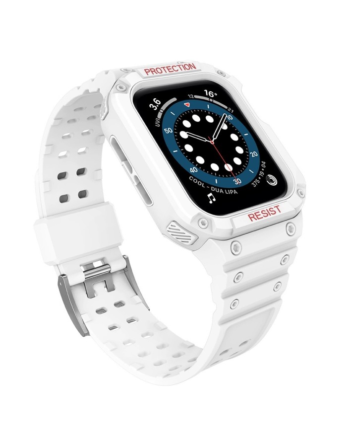 Protect Strap Band for Apple Watch 38/40/41mm Armored Case Strap - White Protect Strap Band for Apple Watch 38/40/41mm Armored Case Strap - White