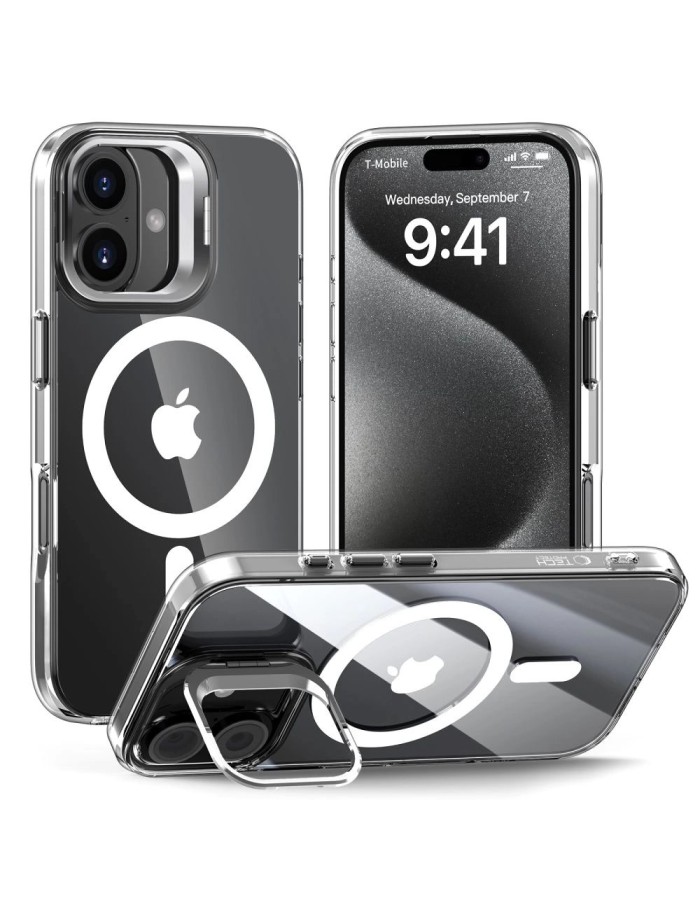 Tech-Protect MagStand MagSafe iPhone 16 Case - Clear Tech-Protect MagStand MagSafe iPhone 16 Case - Clear