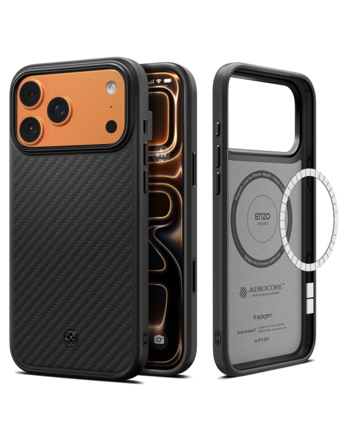 Spigen Enzo Aramid "T" MagSafe case for iPhone 17 Pro - black Spigen Enzo Aramid "T" MagSafe case for iPhone 17 Pro - black