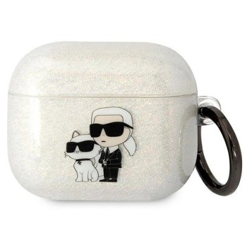 Karl Lagerfeld KLA3HNKCTGT Airpods 3 cover transparent Gliter Karl&amp;amp;Choupette