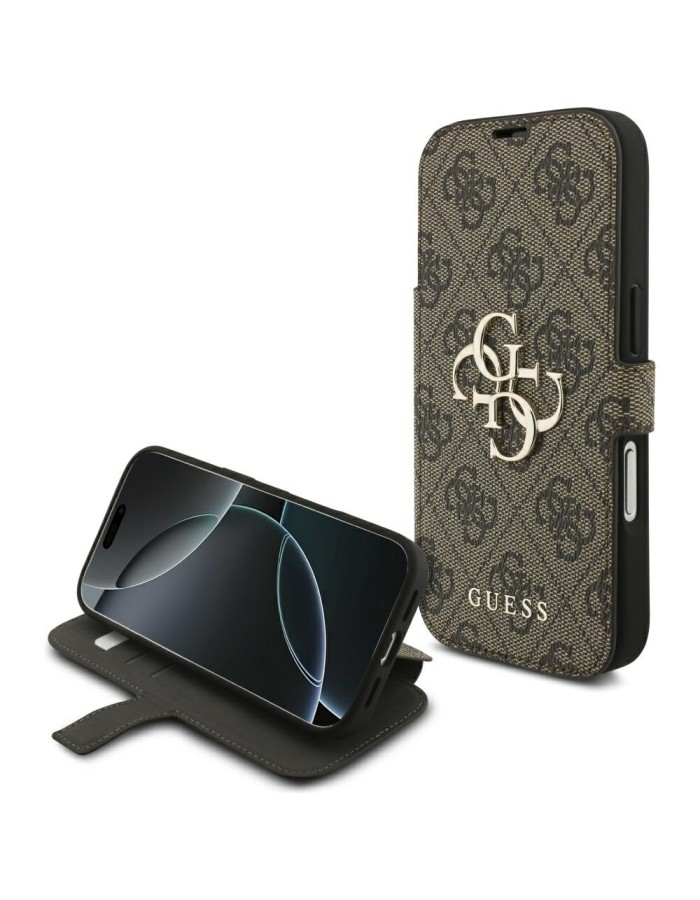 Guess Book 4G Metal Logo Case for iPhone 17 Pro - Brown