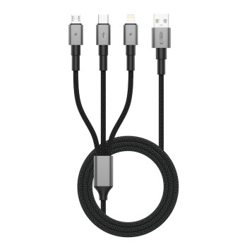 Tech-Protect UltraBoost DNA 3in1 USB-C / Micro-USB / Lightning cable 120 cm - gray Tech-Protect UltraBoost DNA 3in1 USB-C / Micro-USB / Lightning cable 120 cm - gray