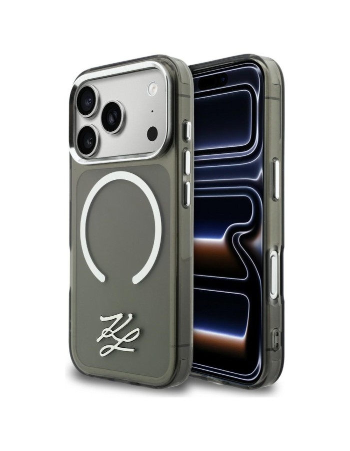 Karl Lagerfeld IML KL Script Logo MagSafe Case for iPhone 17 Pro Max - Black