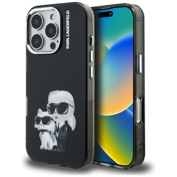 Karl Lagerfeld IML Aquarelle Karl &amp;amp; Choupette &amp;amp; Logo iPhone 16 Pro Case Black