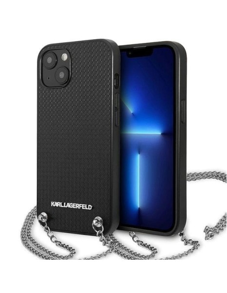 Karl Lagerfeld KLHCP13SPMK iPhone 13 mini 5,4 "hardcase black / black Leather Textured and Chain