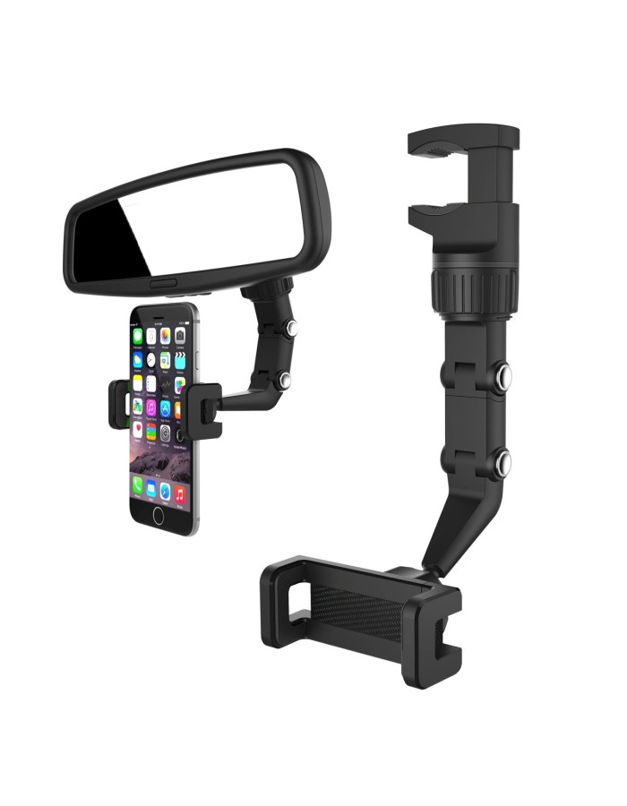 Adjustable car rearview mirror holder for smartphone black Adjustable car rearview mirror holder for smartphone black