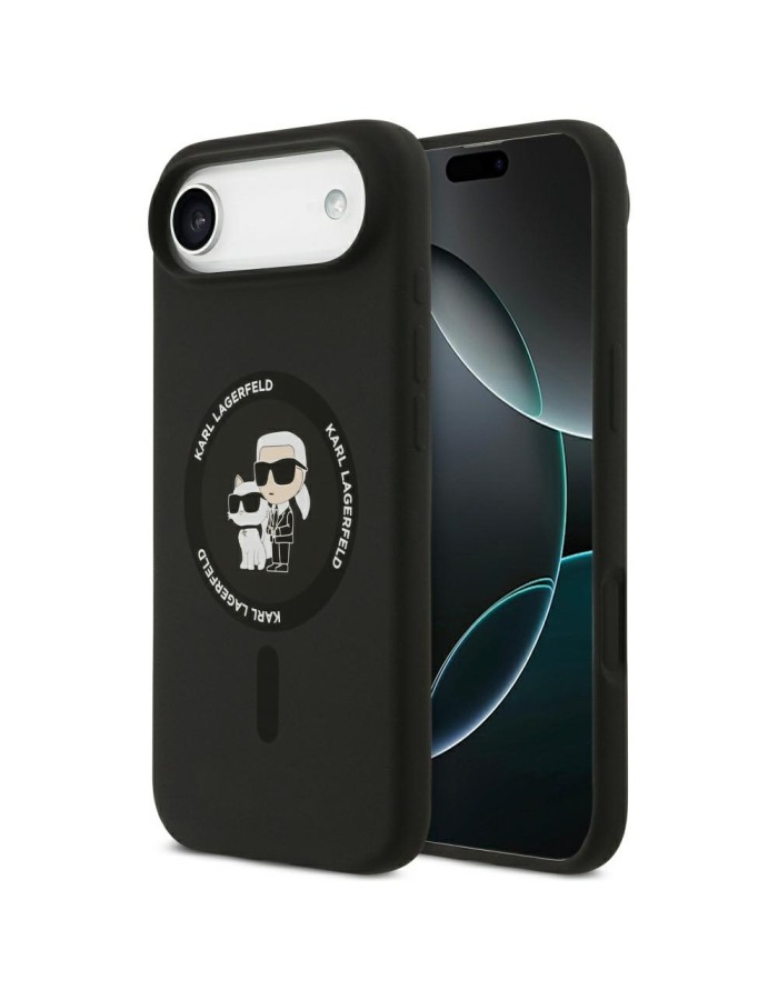 Karl Lagerfeld Silicone Karl&amp;amp;Choupette Ring MagSafe Case for iPhone 17 Air - Black