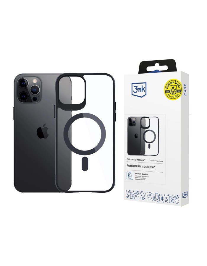 3mk Satin Armor MagCase with MagSafe for iPhone 12 Pro Max - Clear with Black Frame