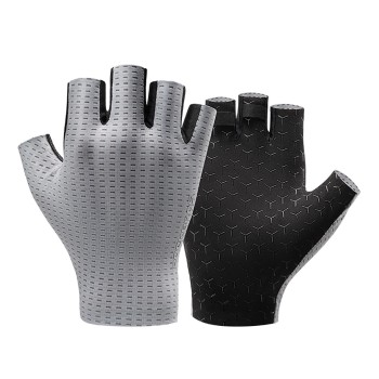 Rockbros Breathable Short Finger Cycling Gloves, Size: L - Gray