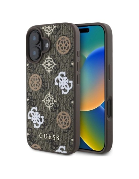 Guess 4G Printed Stripes MagSafe iPhone 16 Case - Brown Guess 4G Printed Stripes MagSafe iPhone 16 Case - Brown