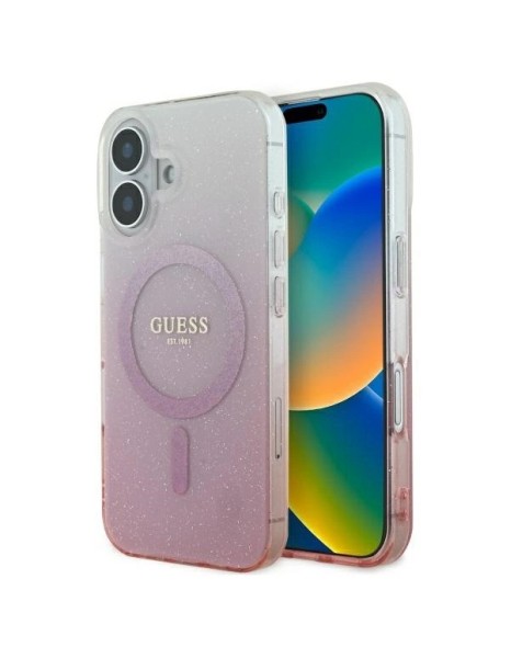 Guess IML Glitter Gradient MagSafe iPhone 16 Plus Case - Pink
