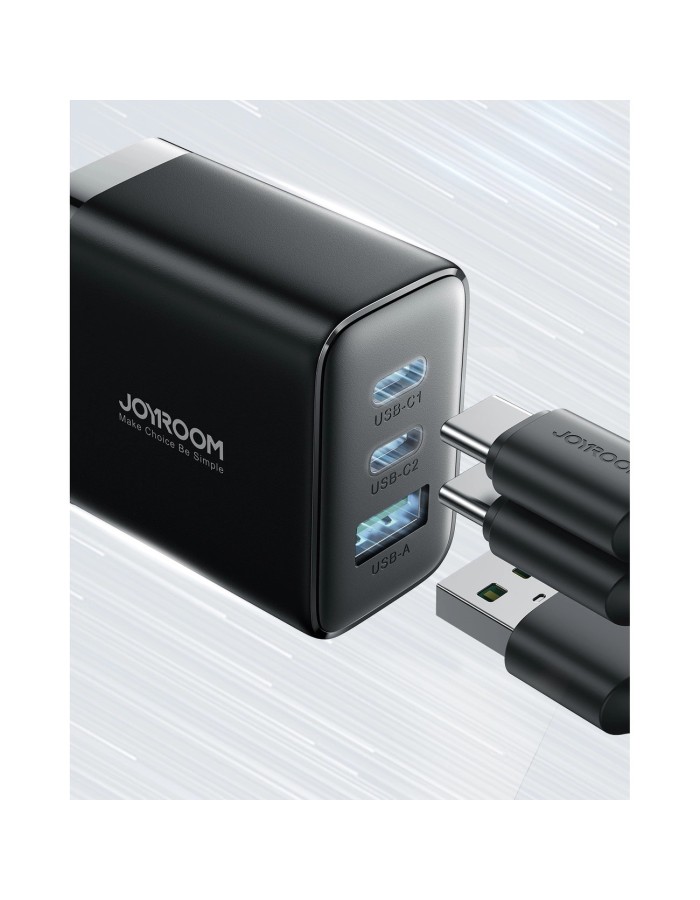 Joyroom JR-TCF10 fast charger 2x USB-C USB-A 32W (UK plug) - black Joyroom JR-TCF10 fast charger 2x USB-C USB-A 32W (UK plug) - black
