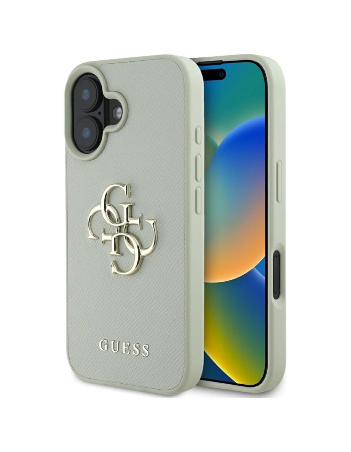 Guess Grained Big 4G Logo Small Classic Logo case for iPhone 16 - green Guess Grained Big 4G Logo Small Classic Logo case for iPhone 16 - green
