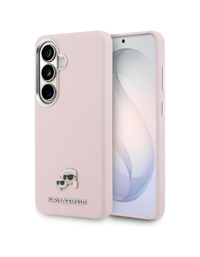 Karl Lagerfeld Saffiano KC Metal Logo MagSafe Case for Samsung Galaxy S26+ - Pink