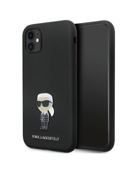 Karl Lagerfeld KLHCN61SMHKNPK case for iPhone 11 / Xr - black Silicone Ikonik Metal Pin