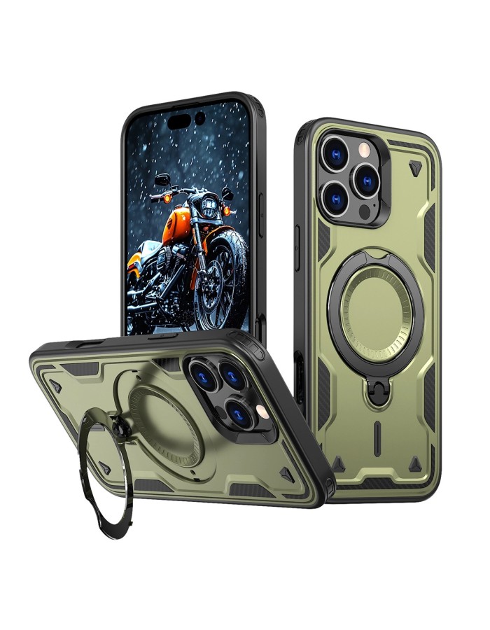 Hybrid Armor Trendy Case with MagSafe for iPhone 16 Pro - Green